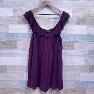 TORRID Ruffle Stretch Challis Babydoll Top Purple Sleeveless Womens Plus Size 2X